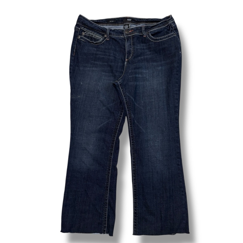 A.N.A. A NEW APPROACH Blue Stretch Denim Mid Rise Boot Cut Jeans Raw Edge Cuffs